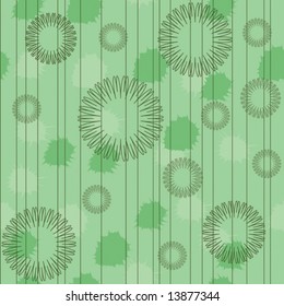 Seamless pattern with green abstract flowers and lines(can be repeated and scaled in any size)