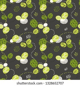 Seamless pattern with green abstract leaves. Vector illustration for your design