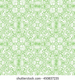 Seamless pattern with green abstract ornament isolated on white (transparent) background. Vector illustration eps