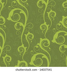 Seamless pattern with green abstract plants(can be repeated and scaled in any size)