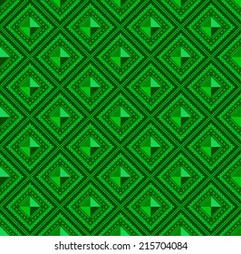 Seamless pattern green abstract shape color background inspired from stained glass