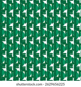 Seamless Pattern of Green Alligator Silhouettes with Decorative Details