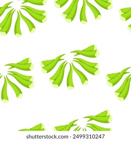 Seamless pattern of green Aloe Vera leaves on white background