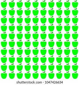 Seamless pattern, green apple on white background, for design, vector