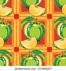 seamless pattern of green apple and apple slices
