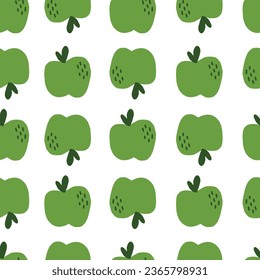 Seamless pattern green apple with white background