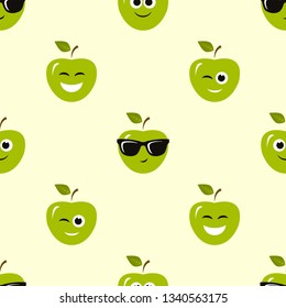 seamless pattern with green apples