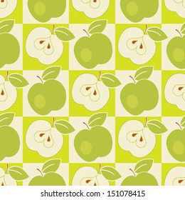 Seamless pattern with green apples