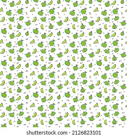 Seamless pattern with green apples. fruit pattern Green apple on white background. food seamless pattern. vector illustration