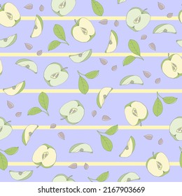 Seamless pattern with green apples. Illustration can be used for templates, fabric, wallpaper. 