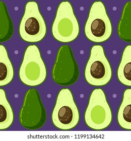 Seamless pattern with green avocado
