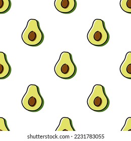 Seamless pattern with green avocados