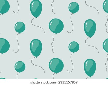 Patrón sin foco con globos verdes. Hermosa textura de estilo plano.