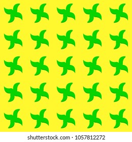 Seamless pattern, green beautiful leaves on a yellow background, wallpaper for design