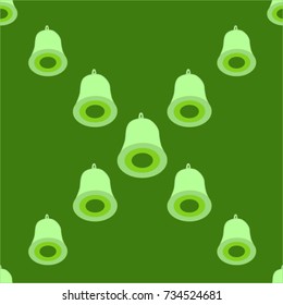 Seamless pattern. Green bells on a green background