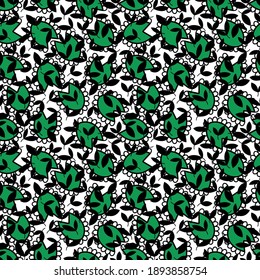 seamless pattern green and black leaves