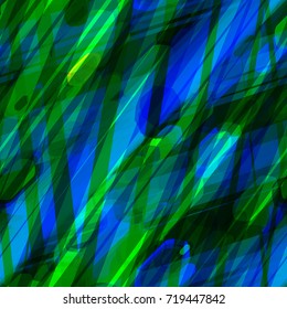 Seamless pattern. Green and blue stripes. Chaotic texture. Abstract vector background for web page, banners, fabric, home decor, wrapping 