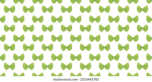 Seamless pattern of green bows on a white background.