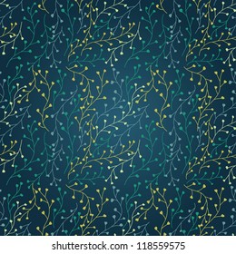 Seamless pattern with green branches
