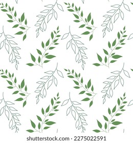 Seamless pattern of green branches. spring background