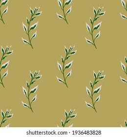 Seamless pattern with green branches. Vector illustration for packaging paper, fabric, postcards.