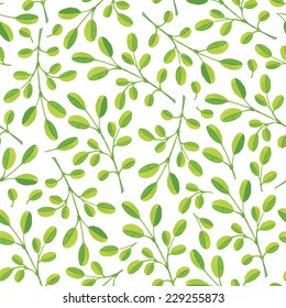 Seamless pattern from green branches - watercolor vector template