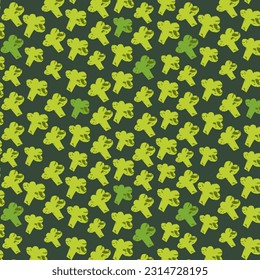 Seamless pattern with green broccoli isolated on green background. Vector illustration, organic shapes, Nature, green prints