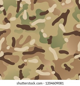Seamless pattern of green, brown and beige stains in military style. Abstract texture