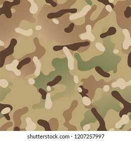 Seamless pattern of green, brown and beige stains in military style. Abstract texture