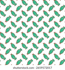 Patrón sin fisuras de Ilustraciones de cactus verde sobre fondo blanco
