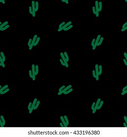 seamless pattern green cactus on black background vector.