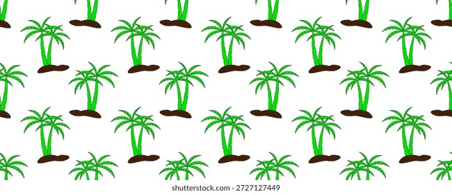 Modelo inconsútil de las palmeras verdes de la historieta en un fondo blanco, perfecto para los diseños del verano