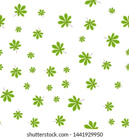 Seamless pattern with green chestnut leaves. Vector illustration.