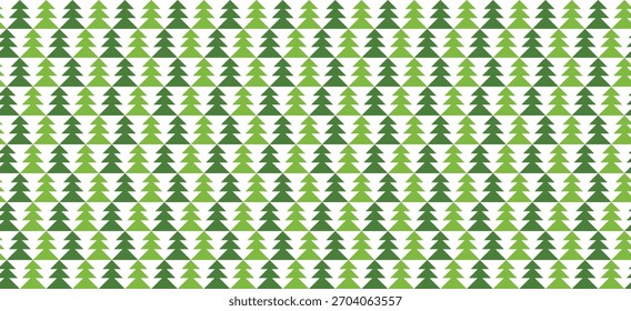 Seamless Pattern of Green Christmas Trees
