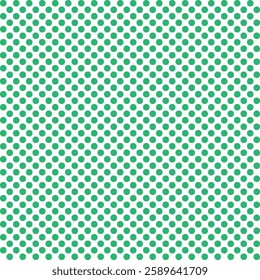 Seamless pattern of green circles arranged on a white background