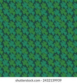 Seamless pattern of green clover leaves