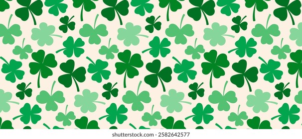 Seamless pattern of green clover leaves for St. Patrick's Day. Vector.