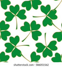 Seamless pattern with green clover for St. Patrick Day. Vector illustration for different design