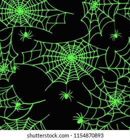 seamless pattern with green cobweb