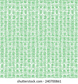 Seamless pattern in green color. Inspired by banknote and money security watermark design, as well as currency, check (cheque) or ticket guilloche ornaments and background decoration. Vector.