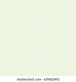 Seamless pattern in green color made of circles. Inspired of banknote, money design, currency, note, check or cheque, ticket, reward. Watermark security. Vector.