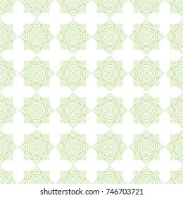 Seamless pattern in green color made of circles. Inspired of banknote, money design, currency, note, check or cheque, ticket, reward. Watermark security. Vector.