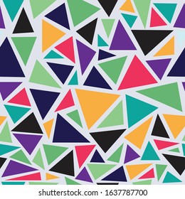 seamless pattern green color triangles with grey background