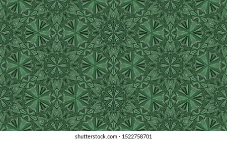 Seamless pattern. Green colors. Malachite pattern. Six-sided figures. Snowflakes.