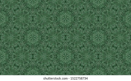 Seamless pattern. Green colors. Malachite pattern. Six-sided figures. Snowflakes.