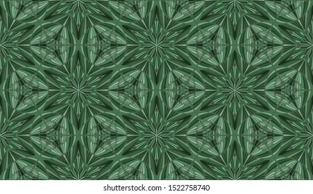 Seamless pattern. Green colors. Malachite pattern. Six-sided figures. Snowflakes.