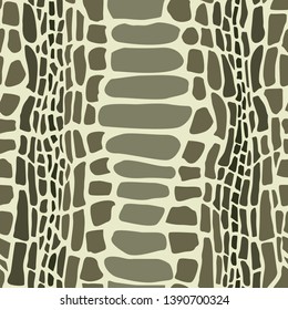Seamless pattern with green crocodile skin. Trendy animal print.  Fashion vector illustration for print, design, t-shirt.