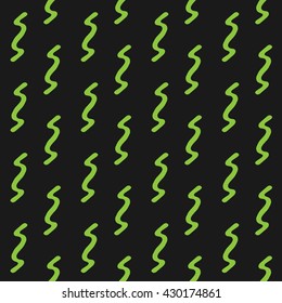 Seamless pattern green curl curve on black background