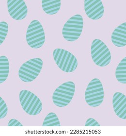 Seamless pattern with green decorated eggs. Easter themed background. Pencil texture.