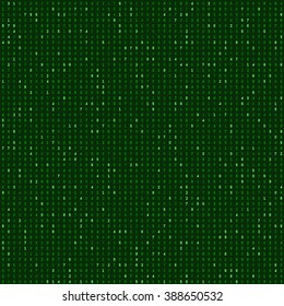 Seamless pattern. Green digital matrix. Abstract Background from the retro monitor screen color. For screen saver, wallpaper, textile. Vector illustration. EPS10.